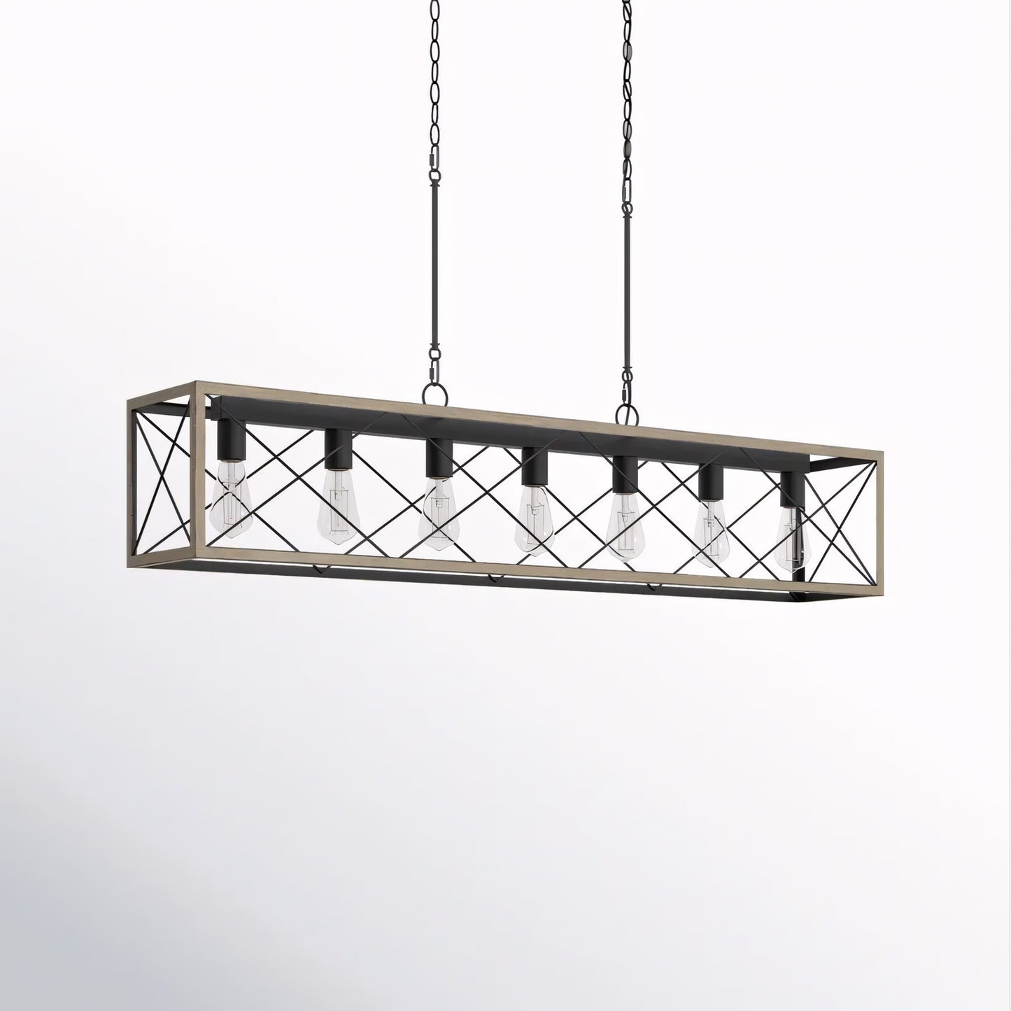 Wrylor Farmhouse 7 Light Steel Rectangle Chandelier