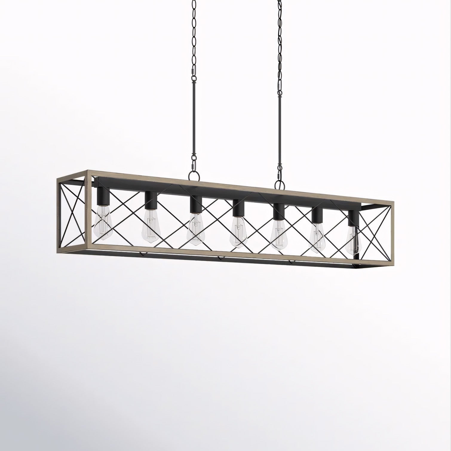 Wrylor Farmhouse 7 Light Steel Rectangle Chandelier