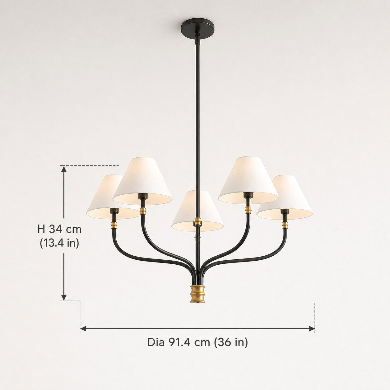 Ashlyn Modern 5/6 Light White Linen Conical Chandelier
