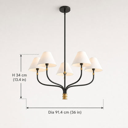 Ashlyn Modern 5/6 Light White Linen Conical Chandelier
