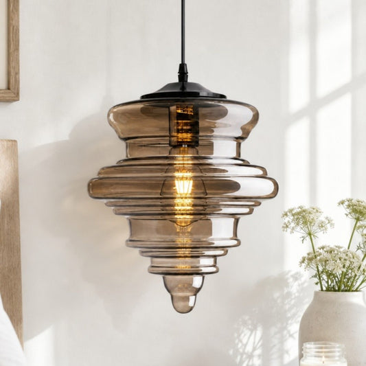 Helix Modern Glass Spool Pendant Light