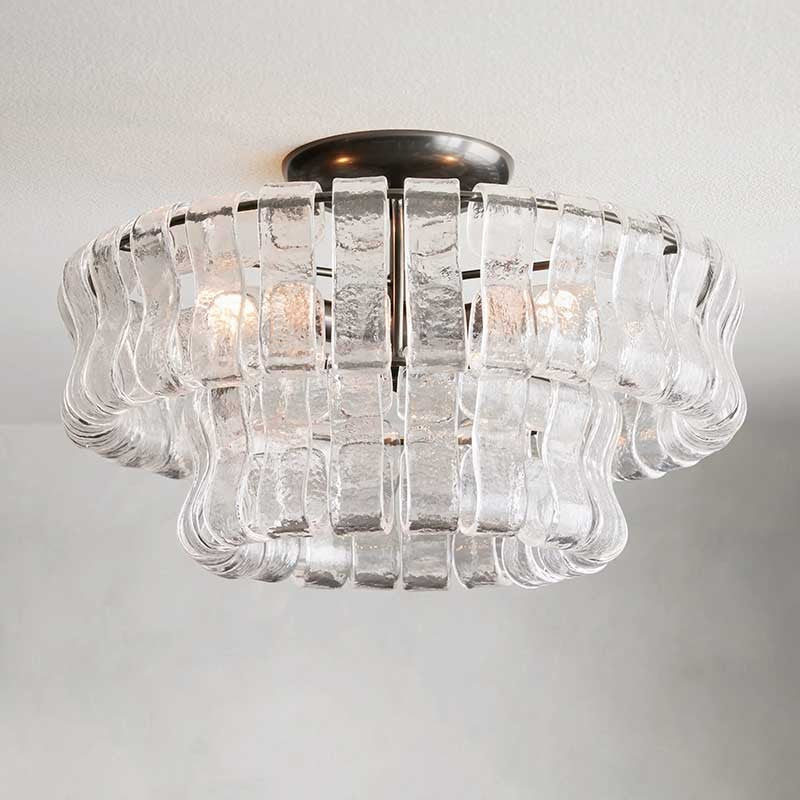 Giha Modern Double-Layer Curved Glass Chandelier