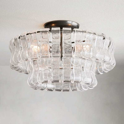 Giha Modern Double-Layer Curved Glass Chandelier