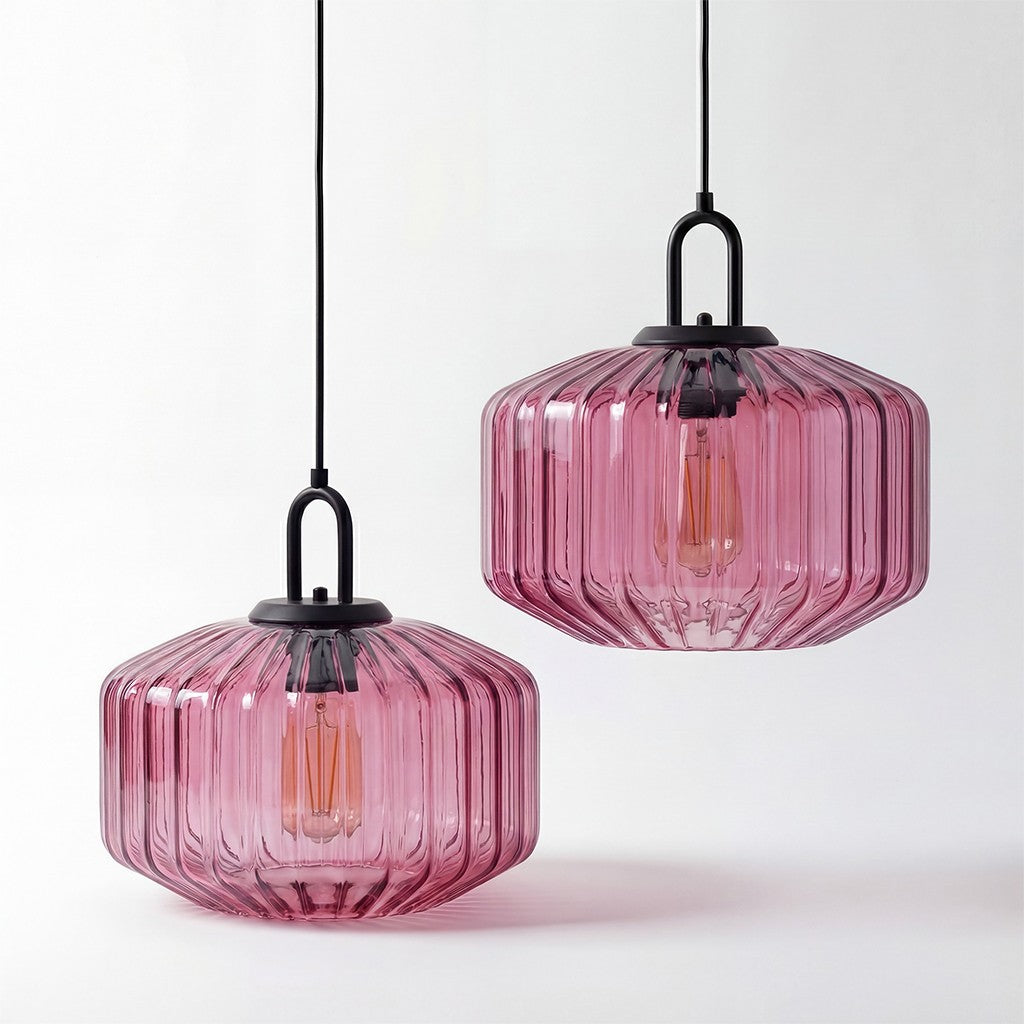 Ivan Vintage Handmade Striped Glass Pendant Light