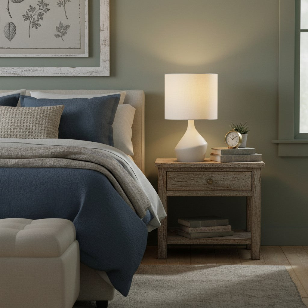 Daphne Vintage Ceramic Linen Shade Table Lamp