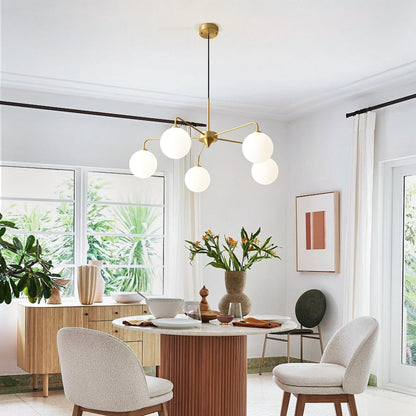 Maytoni Modern 5 Lights White Glass Globe Chandelier