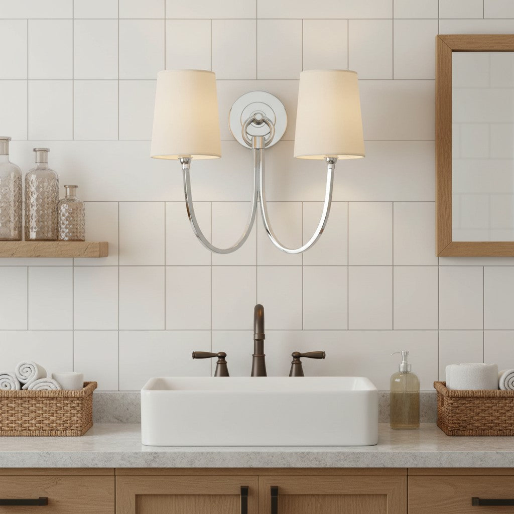 Kaevin Modern Elegant Linen Shade Double Wall Sconce