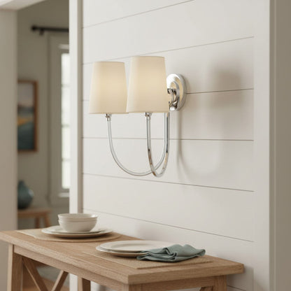 Kaevin Modern Elegant Linen Shade Double Wall Sconce