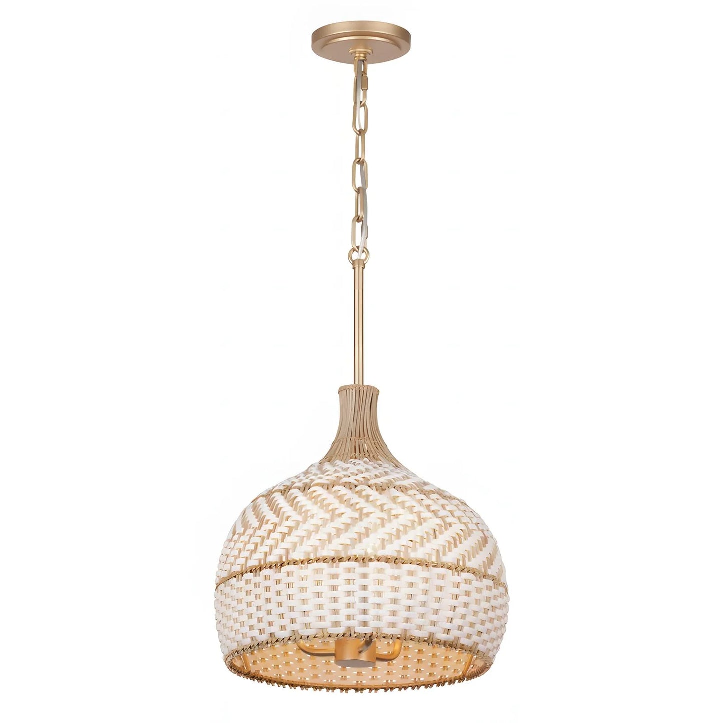 Maelis 3 Light Rustic Rattan Two Tone Color Dome Pendant Light