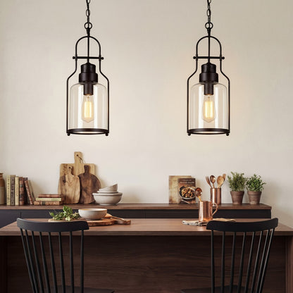 Eryxis Industrial Vintage Iron Glass Jar Pendant Light