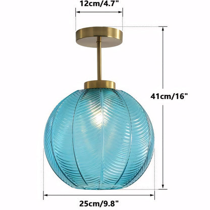 Syndrax Stripe Stained Glass Globe Ceiling Light