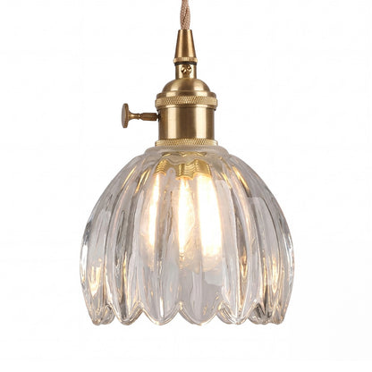 Ivana Retro Copper and Glass Tulip Pendant Light