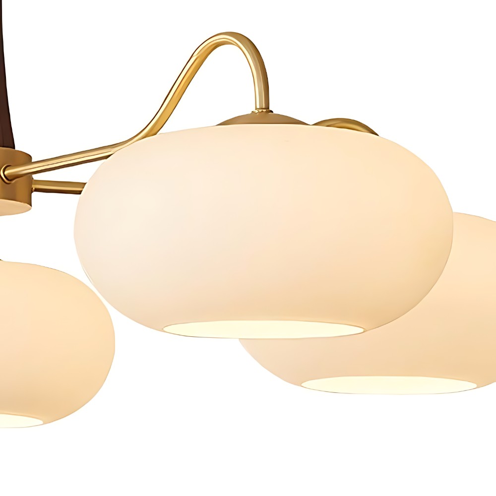 Obsidian Modern Bubble Brass Glass Persimmon Chandelier