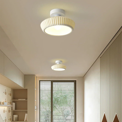 Rethen Light Luxury White Round Textured Ceramic Ceiling Light