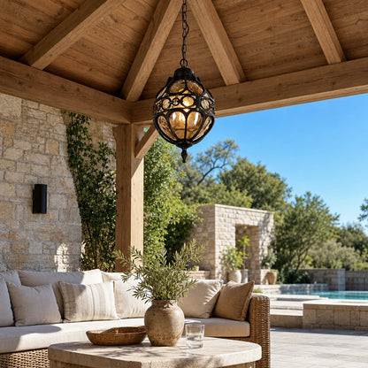 Magnus Farmhouse Outdoor Patio Porch Round Pendant Light