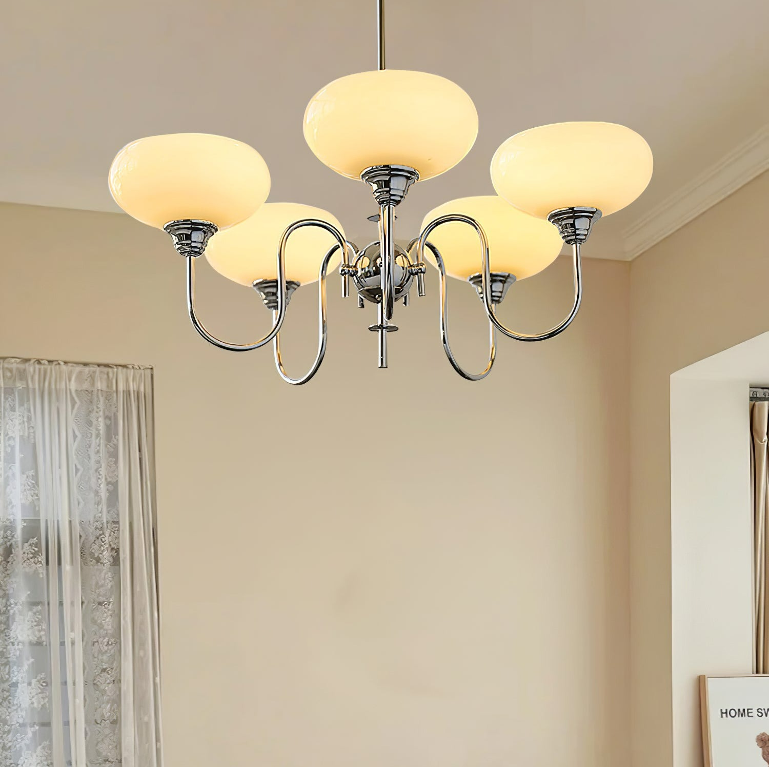 Luna Cream White Bubble Glass Chandelier