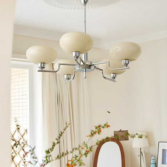 Shadella Modern Cream Glass Bauhaus Chandelier