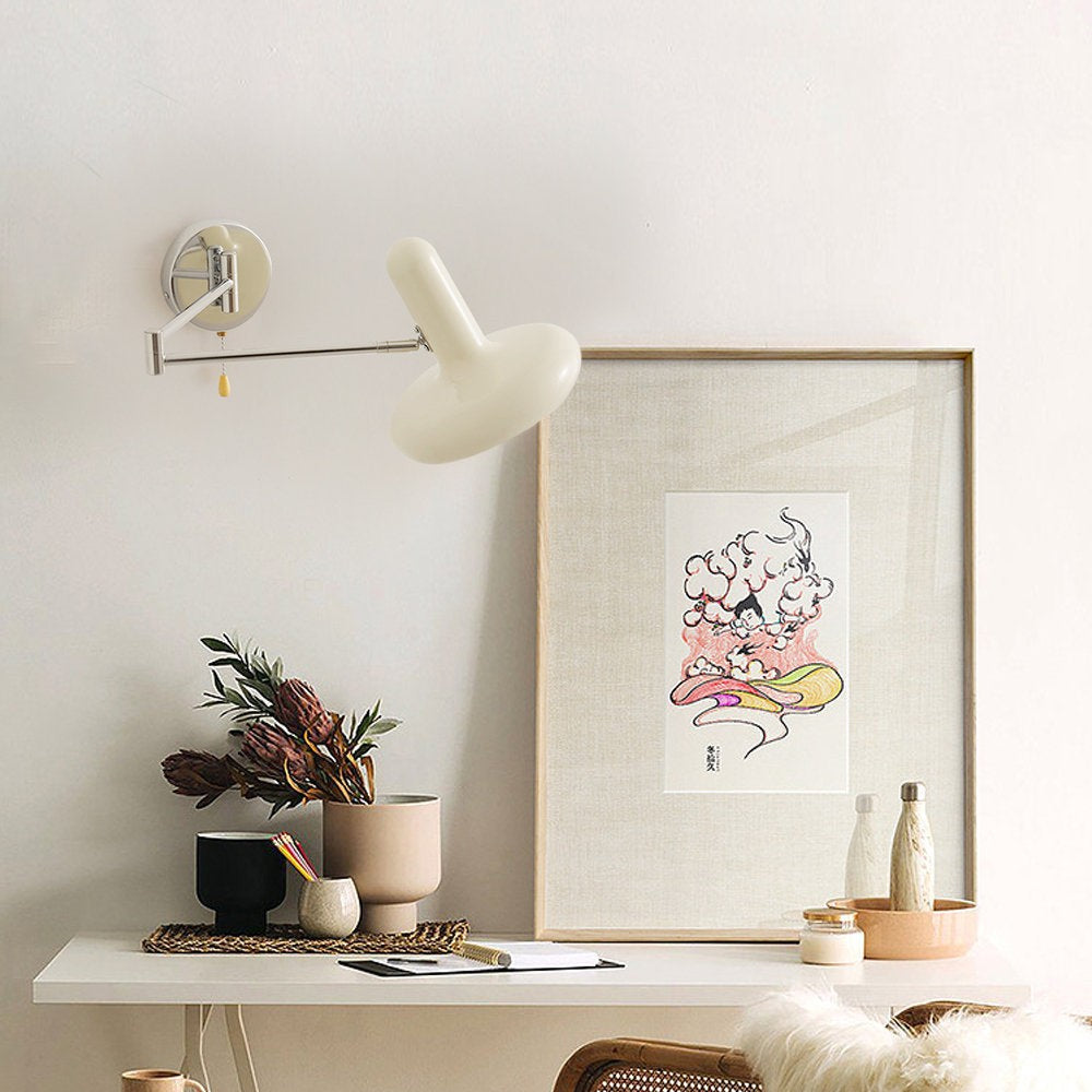 Kira Modern Bauhaus White Swing Arm Wall Light
