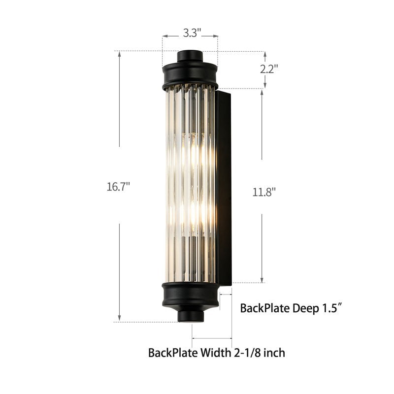 Raelin Retro Cylindrical Ribbed Glass Sconce