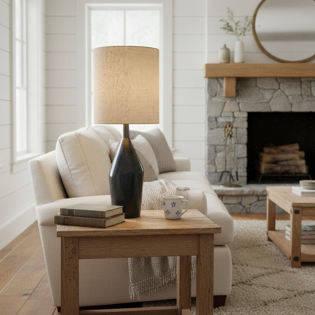 Daphne Vintage Ceramic Linen Shade Table Lamp