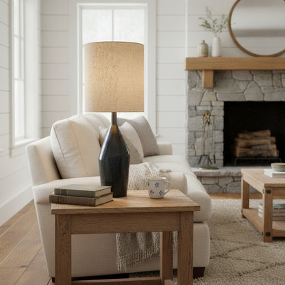 Daphne Vintage Ceramic Linen Shade Table Lamp