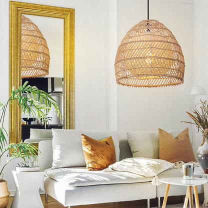 Clioan Bohemian Woven Rattan Pendant Light