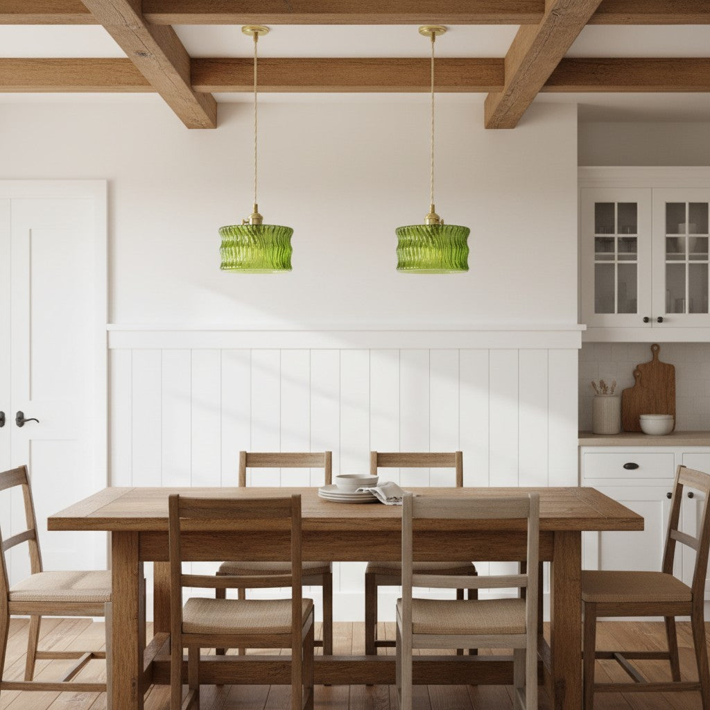 Roslyn Retro Stained Ribbed Glass Pendant Light