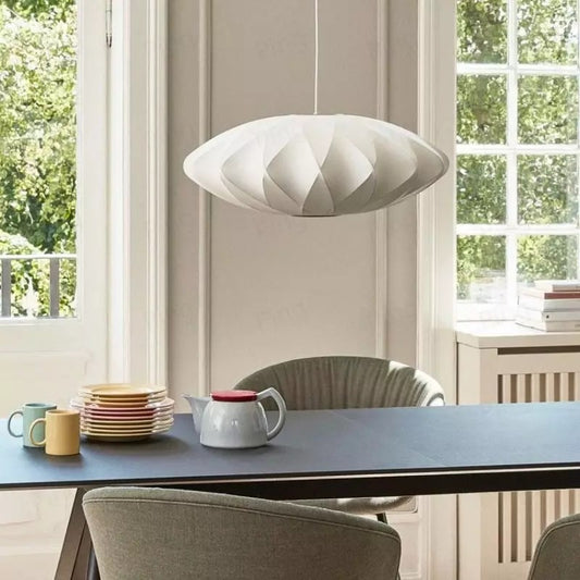 Giovanni White Silk Nelson Bubble Lamps