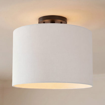 Kaethe Fabric Drum Shade Semi Flush Mount Light