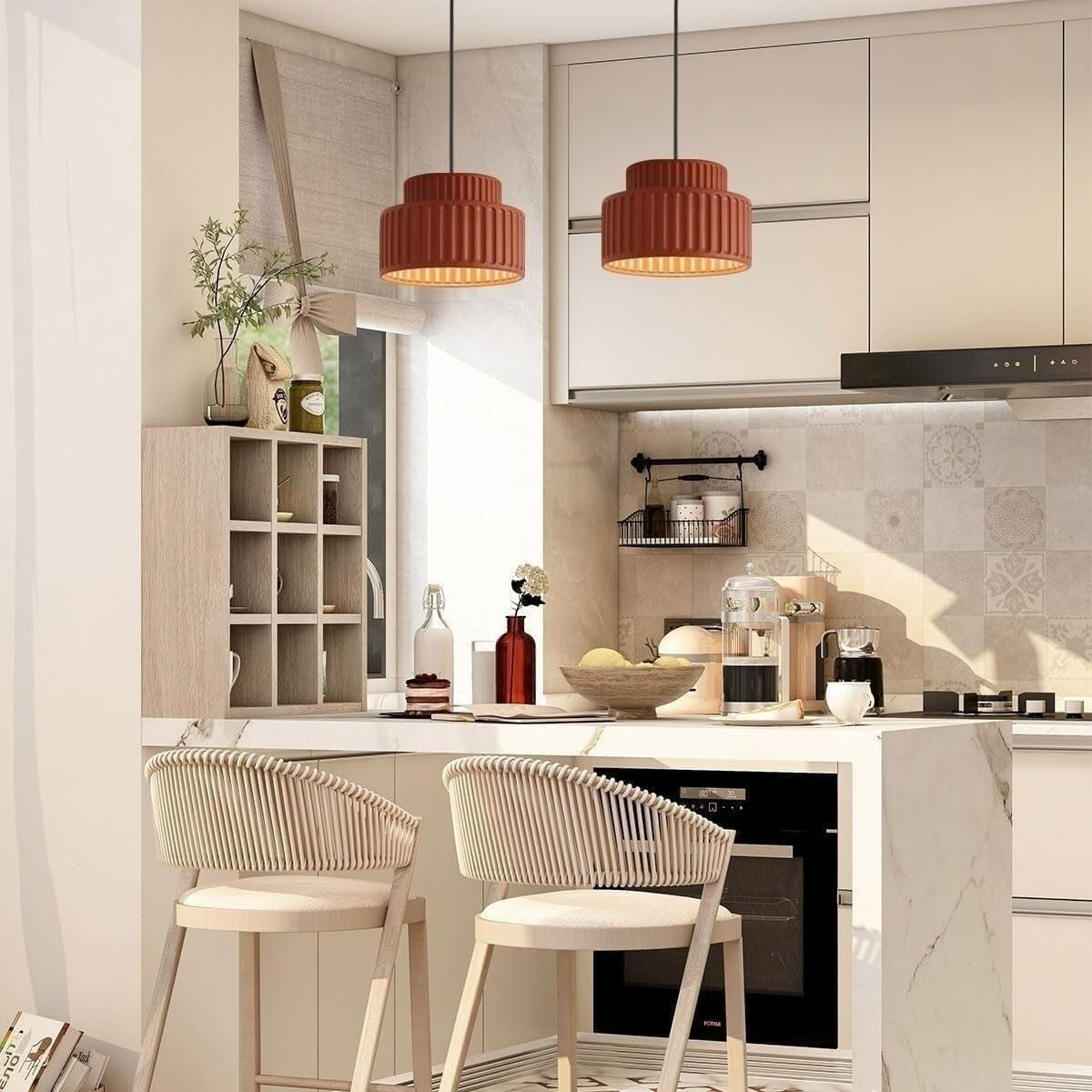 Brisby Striped Frosted Fluted Ceramic Pendant Light