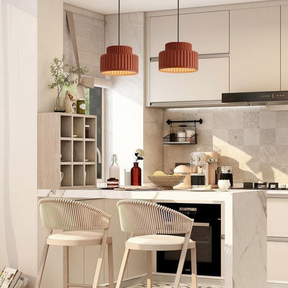 Brisby Striped Frosted Fluted Ceramic Pendant Light