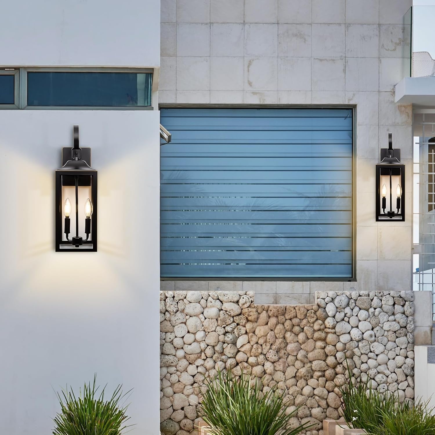 Phelon Large Black Metal Lantern Outdoor Wall Sconce