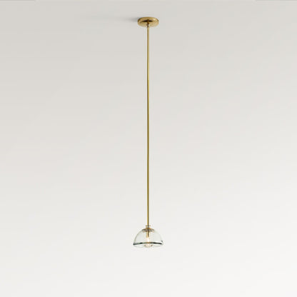 Brenna Modern Brass Cast Glass Dome Pendant Light