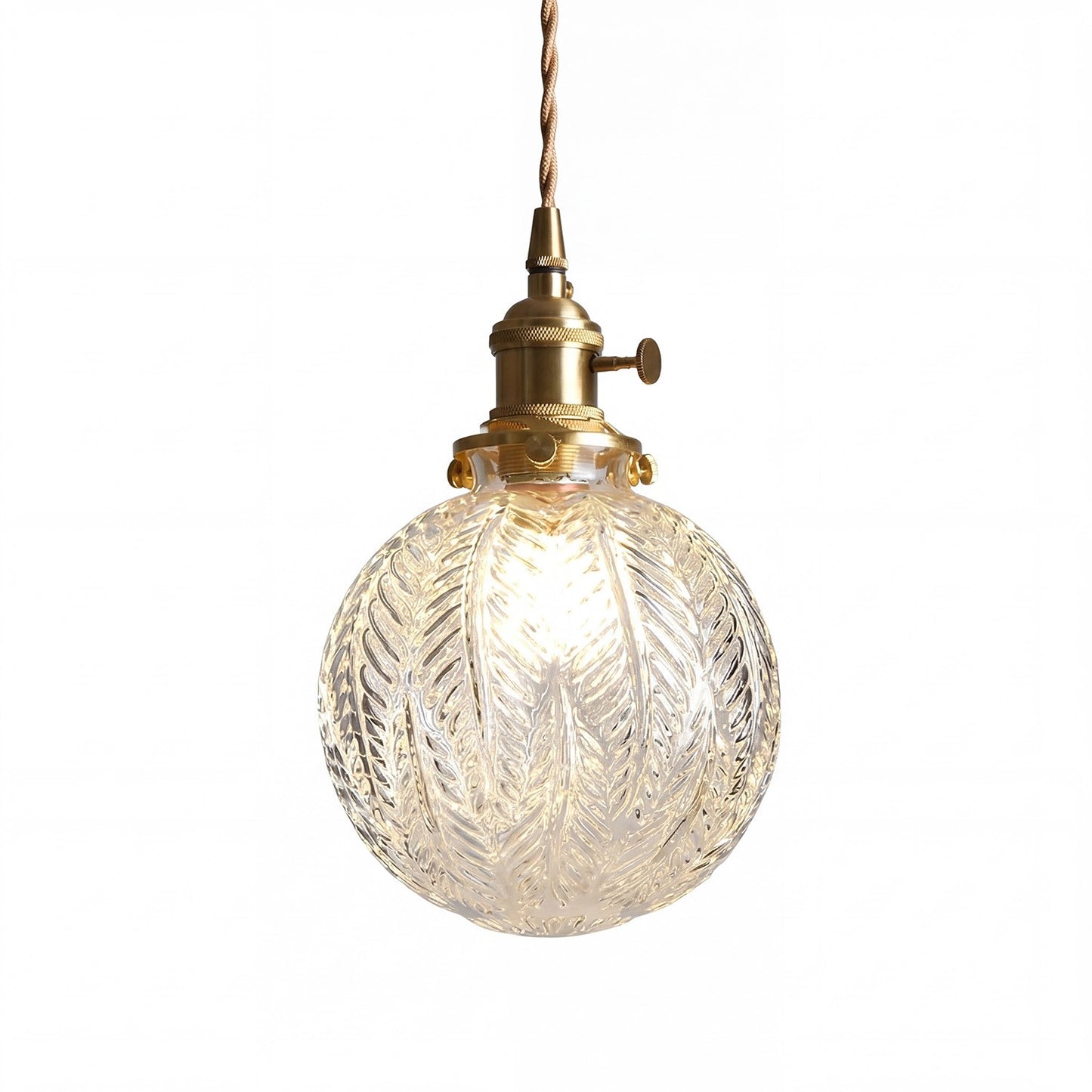 Logana Vintage Feather Texture Glass Globe Pendant Light