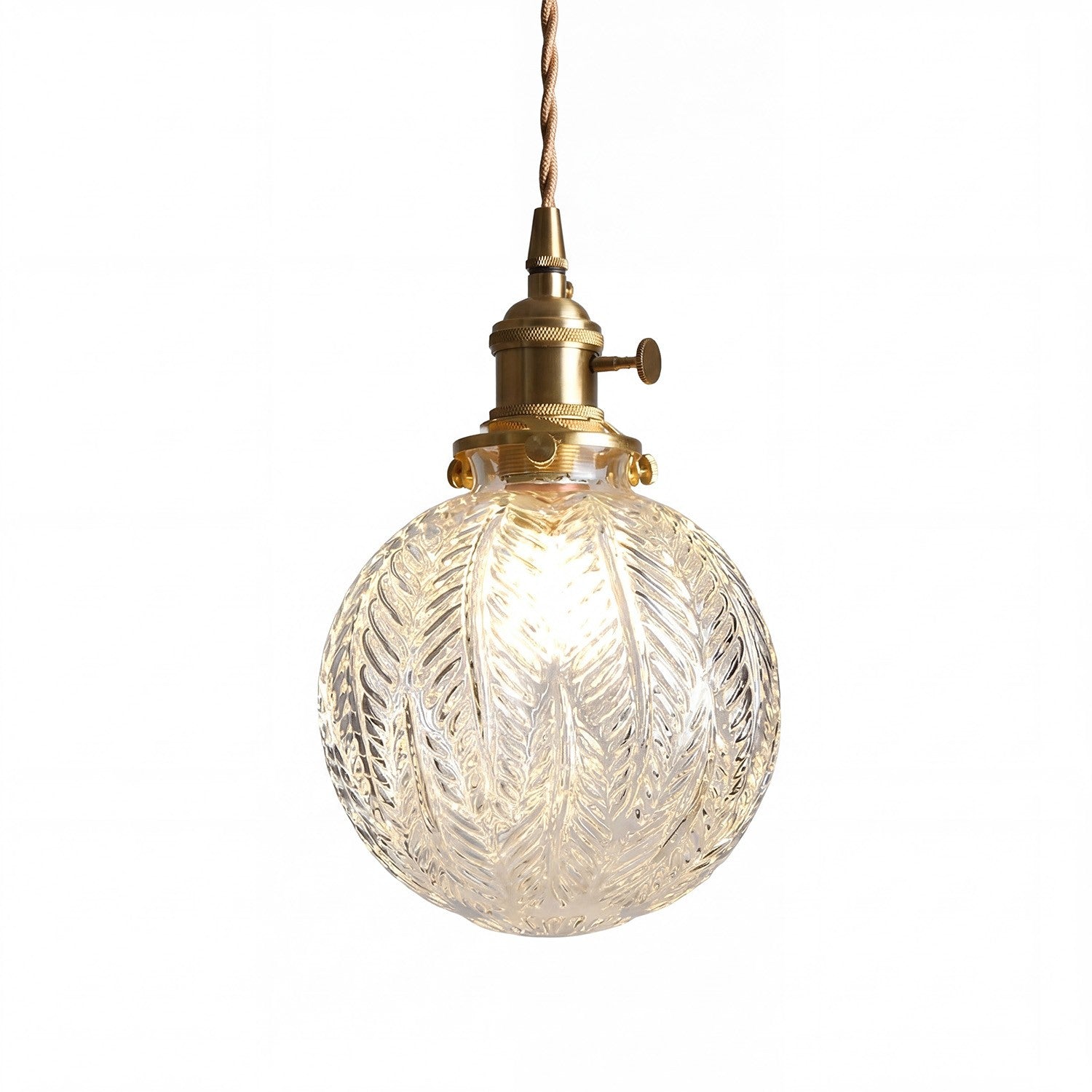 Logana Vintage Feather Texture Glass Globe Pendant Light