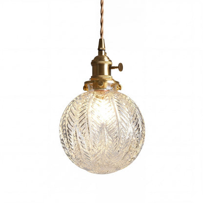 Logana Vintage Feather Texture Glass Globe Pendant Light