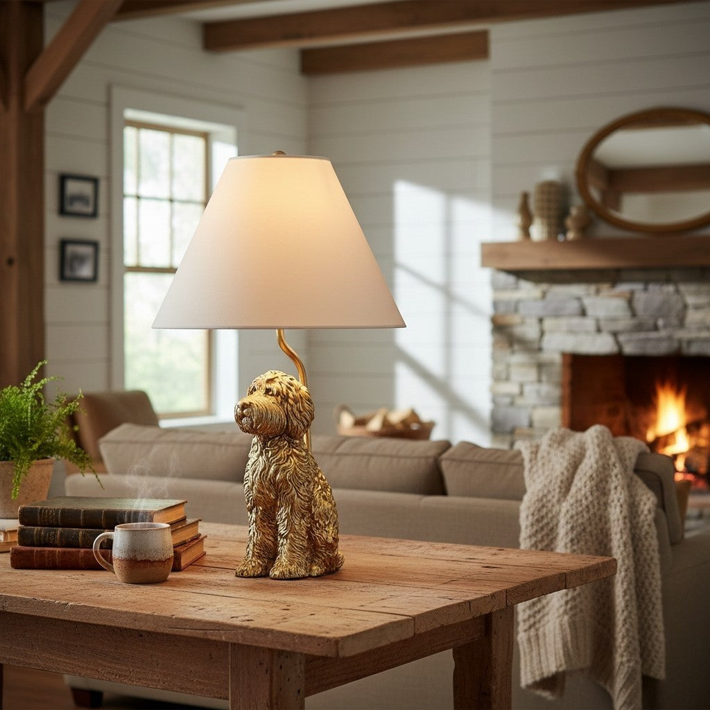 Aurea Unique Animal Table Lamp - Dog Sculptural Accent Lighting for Bedroom & Living Room