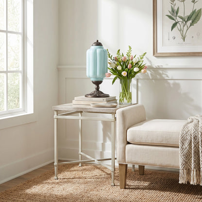 Nexos French Retro Cream Glass Textured Eloise Table Lamp