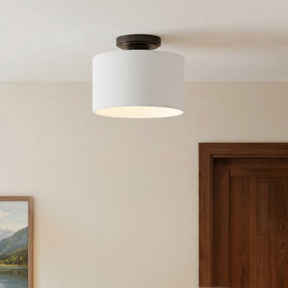 Kaethe Fabric Drum Shade Semi Flush Mount Light