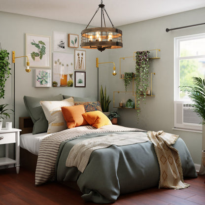 Blythe Rustic Industrial 5-Light Drum Chandelier