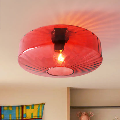 Ember Vintage Multi Color Water Ripple Glass Ceiling Light