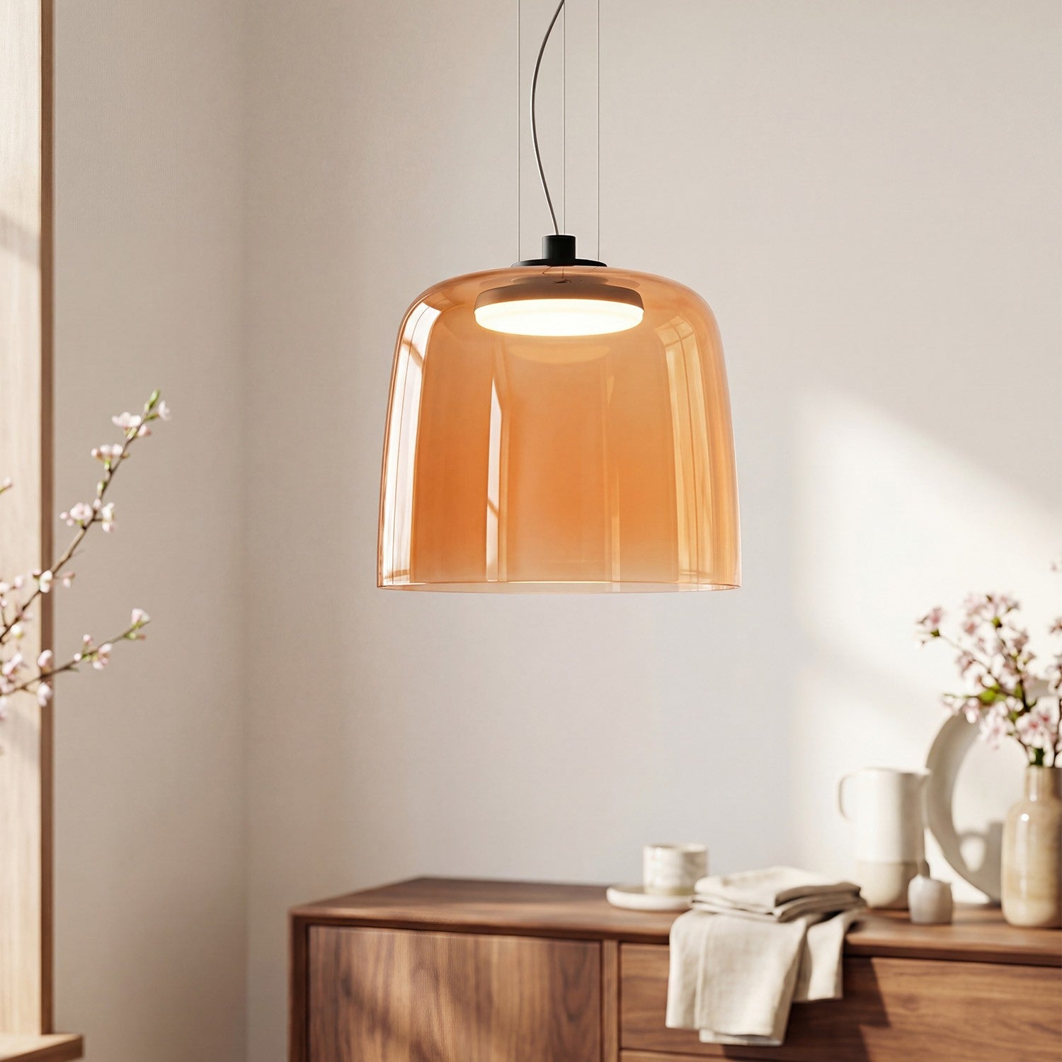Zaire Bowl Shaped Layer Stained Glass Pendant Light