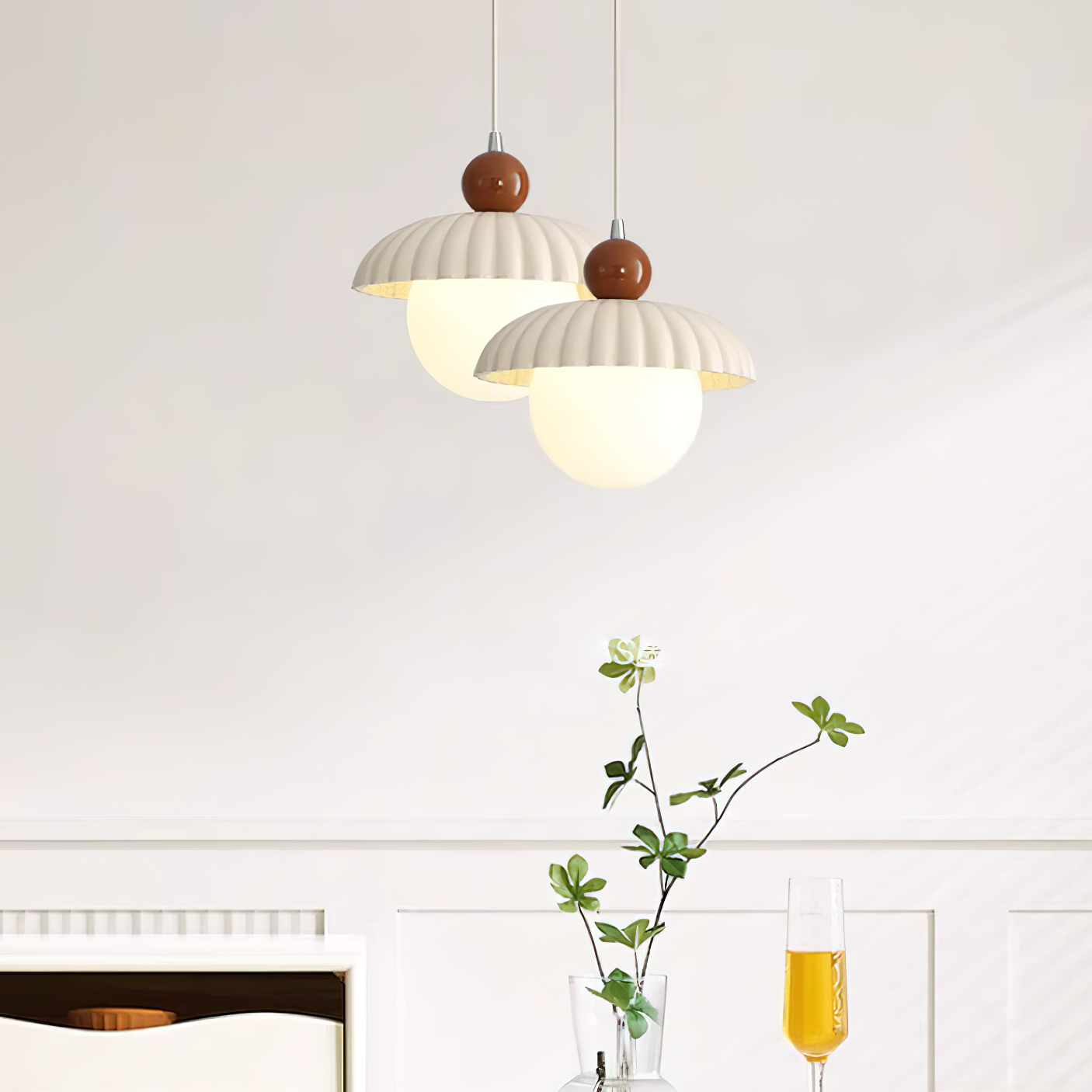 Brynley Cream Style Glass Flower Pendant Light