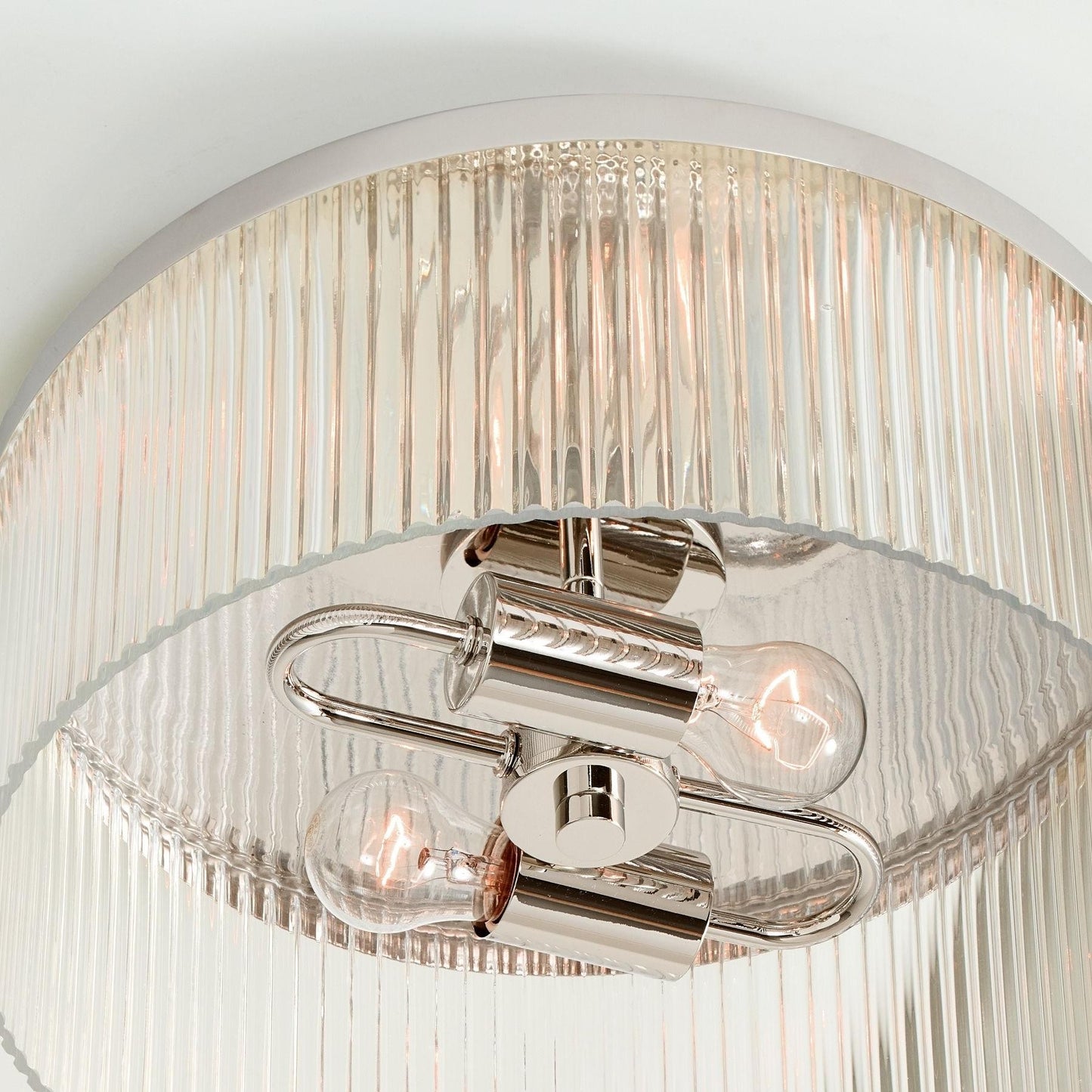 Sylan Farmhouse Round Ribbed Glass Flush Mount Ceiling Light