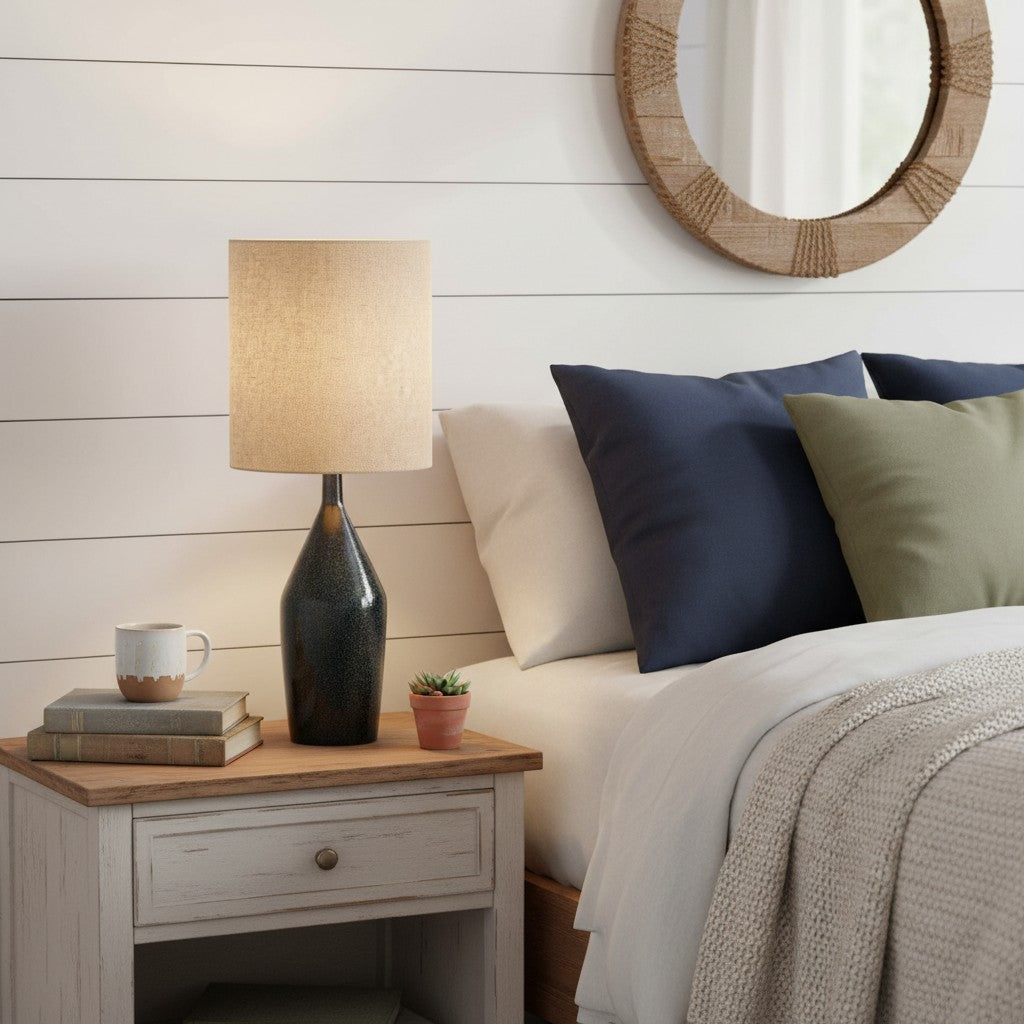 Daphne Vintage Ceramic Linen Shade Table Lamp