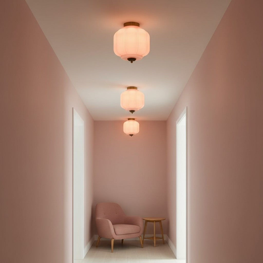 Conran Vintage Milk Glass Semi Flush Mount Eloise Ceiling Light