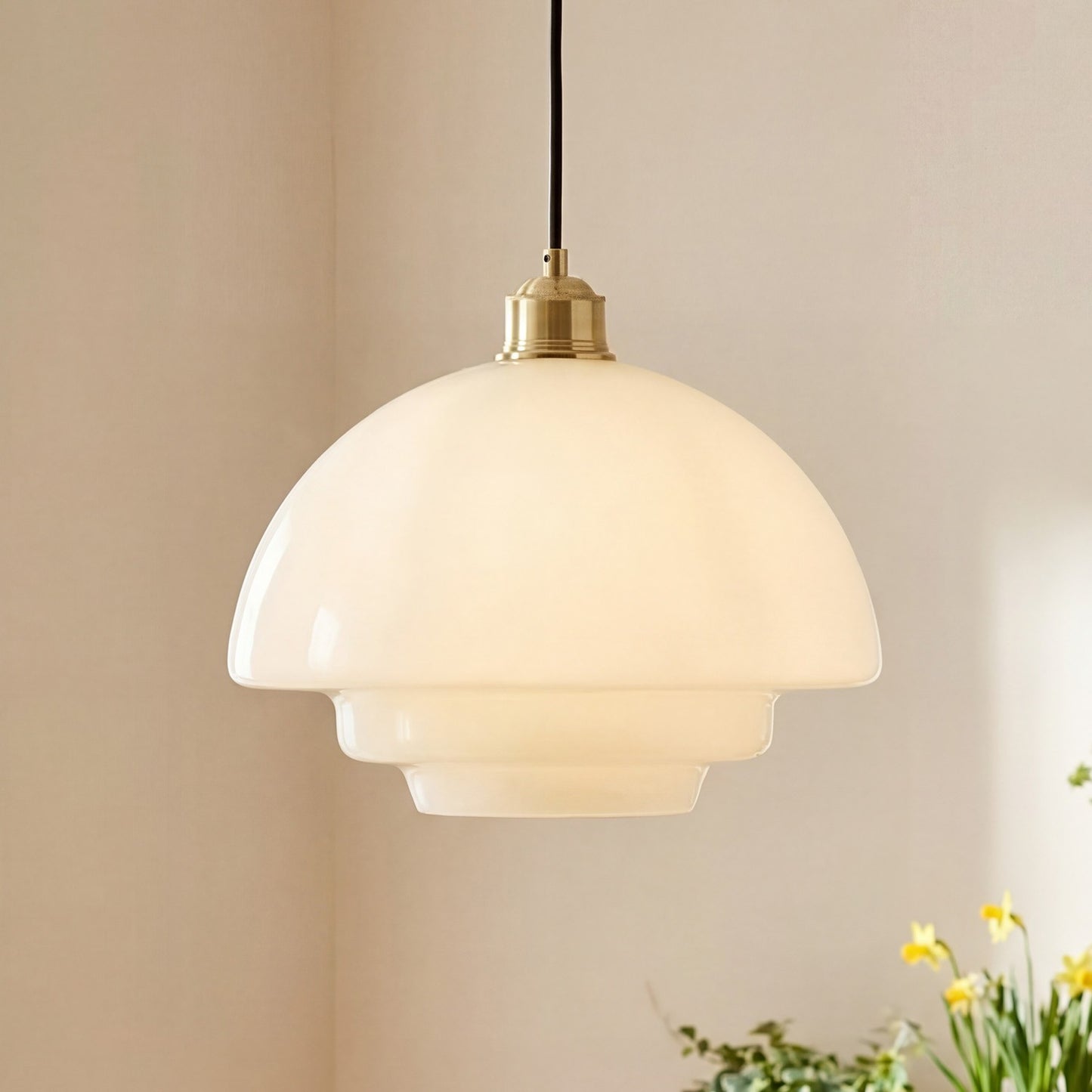 Ritika Vintage Art Cream Multi-Shape Glass Pendant Light