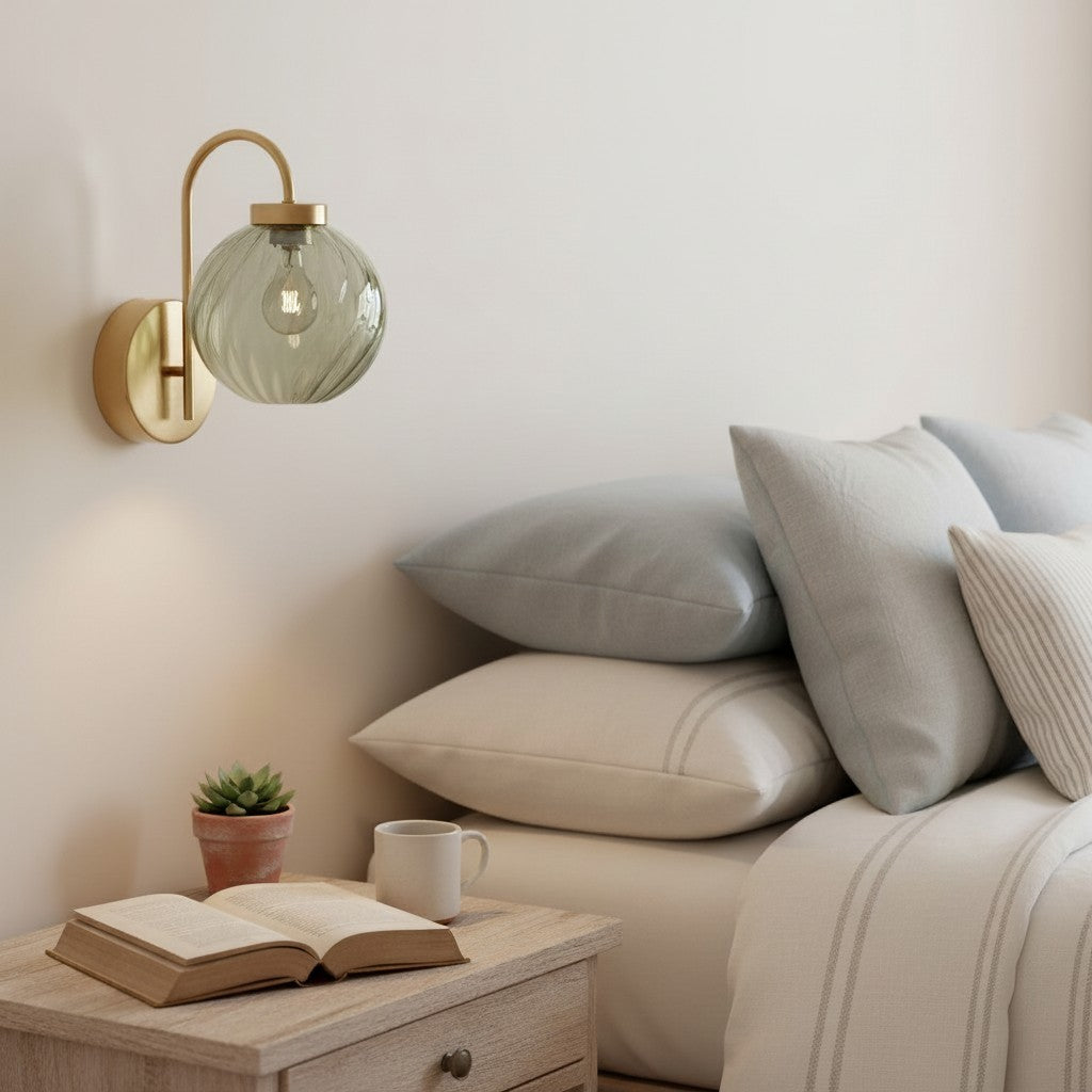 Ondrea Modern Rechargeable Ribbed Glass Globe Sconce