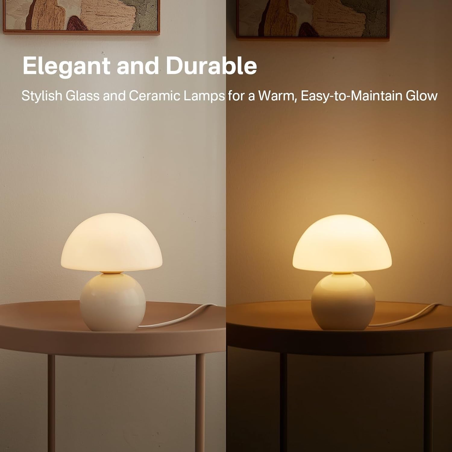 Evinth Mini Colorful Ceramic Base Mushroom Table Lamp