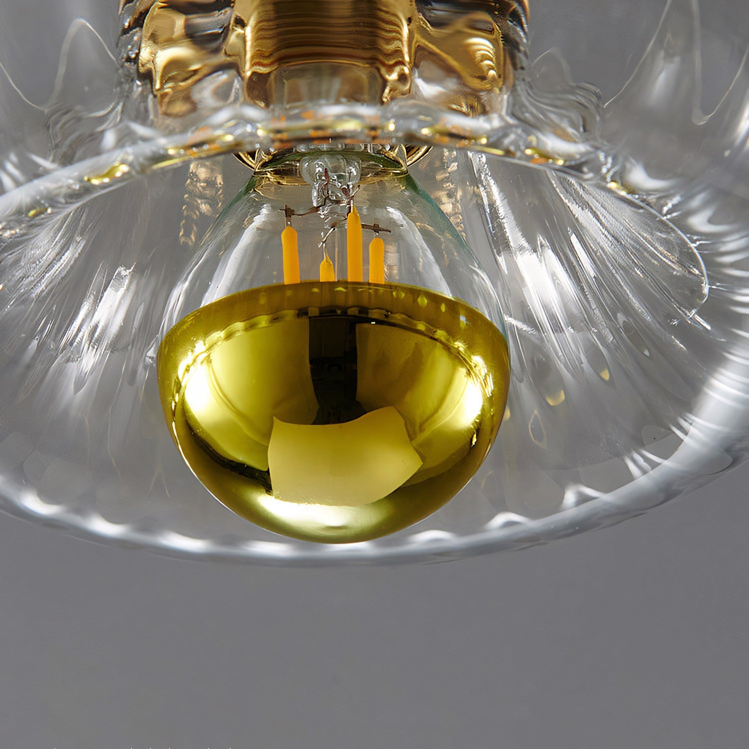Rynik Mini Glass Sun Shape Full Copper Dual Purpose Flush Mount Light